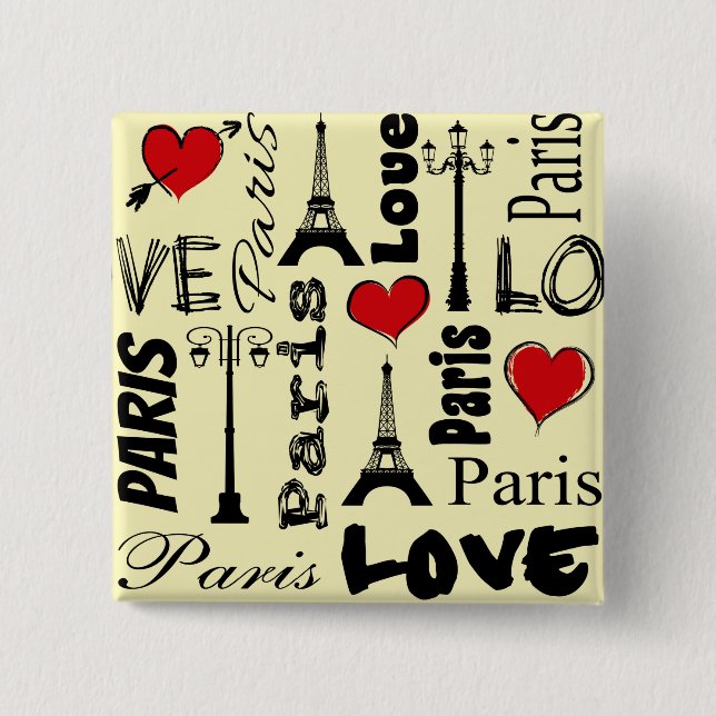 Badge Carré 5 Cm Paris (Devant)