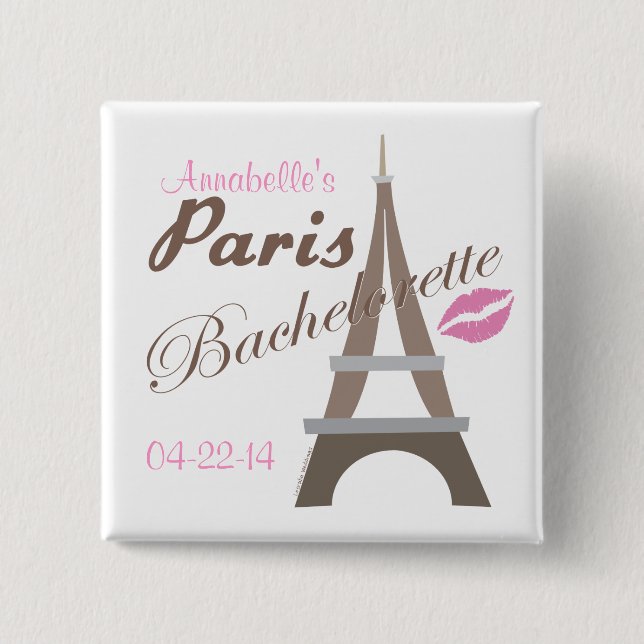 Badge Carré 5 Cm Paris Bachelorette (Devant)