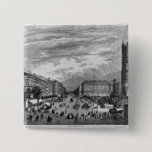 Badge Carré 5 Cm Paris, boulevard De Sébastopol (Devant)