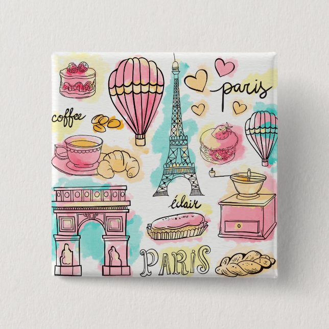 Badge Carré 5 Cm Paris's Stuff (Devant)