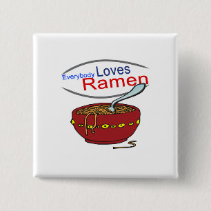 Badge Carré 5 Cm Parodie de Everybody Loves Ramen