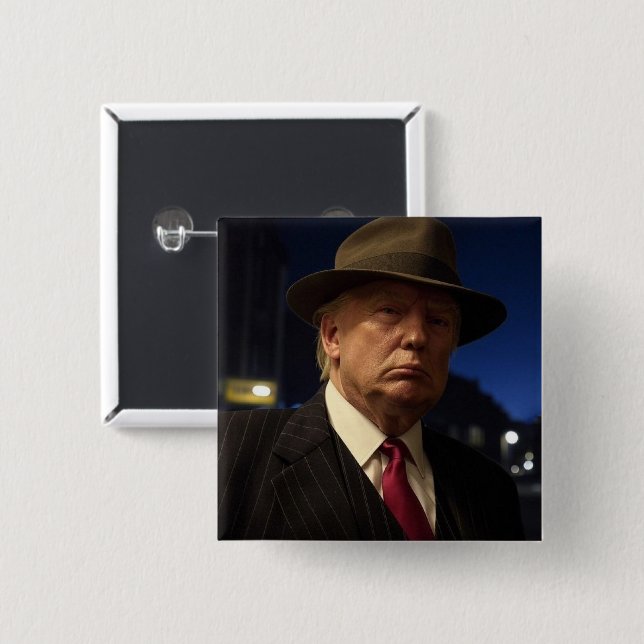 Badge Carré 5 Cm Parrain de l'Amérique Don J. Trump (Devant & derrière)