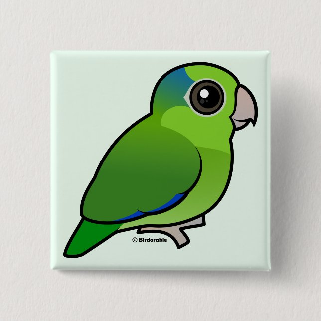 Badge Carré 5 Cm Parrotlet Pacifique vert (Devant)