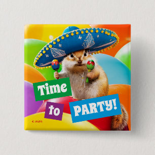 Badge Carré 5 Cm Parti Chipmunk En Sombrero