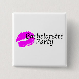 Badge Carré 5 Cm Partie de Bachelorette (baiser rose)