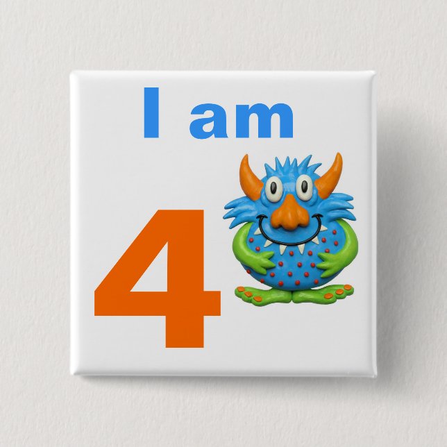 Badge Carré 5 Cm Partie de monstre (Devant)