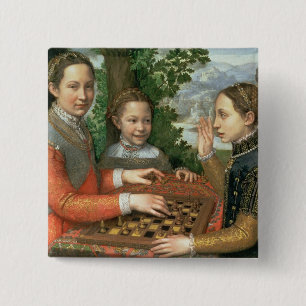 Badge Carré 5 Cm Partie d'échecs, 1555