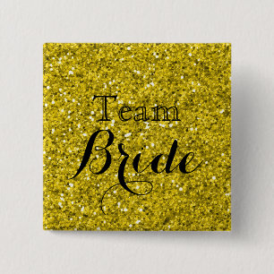 Badge Carré 5 Cm Parties scintillant d'or Faux Foil Mariage Team Br