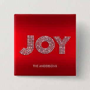 Badge Carré 5 Cm Parties scintillant Sparkle Diamond Christmas JOY