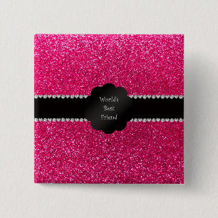 Badge Carré 5 Cm Parties scintillantes de rose du meilleur ami du