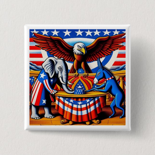 Badge Carré 5 Cm Partis politiques (Devant)