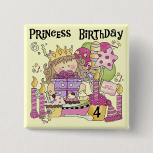 Badge Carré 5 Cm Party Princess 4th Birthday Tshirts et cadeaux
