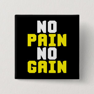 Badge Carré 5 Cm Pas de douleur, pas de gain - Gym entraînement Mot