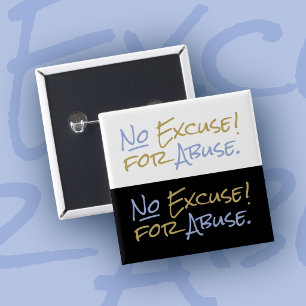 Badge Carré 5 Cm Pas d'excuse pour le soutien aux survivants d'abus