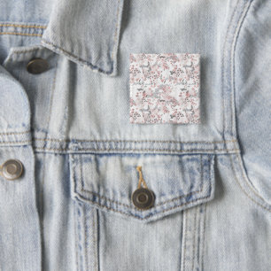 Badge Carré 5 Cm Pastel Tone Floral Motif sans couture