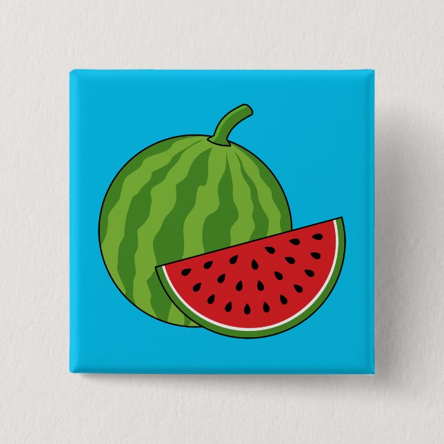 Badge Carré 5 Cm Pastèque et tranche (Devant)