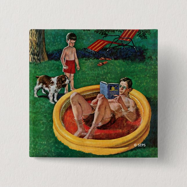 Badge Carré 5 Cm Patauger la piscine (Devant)