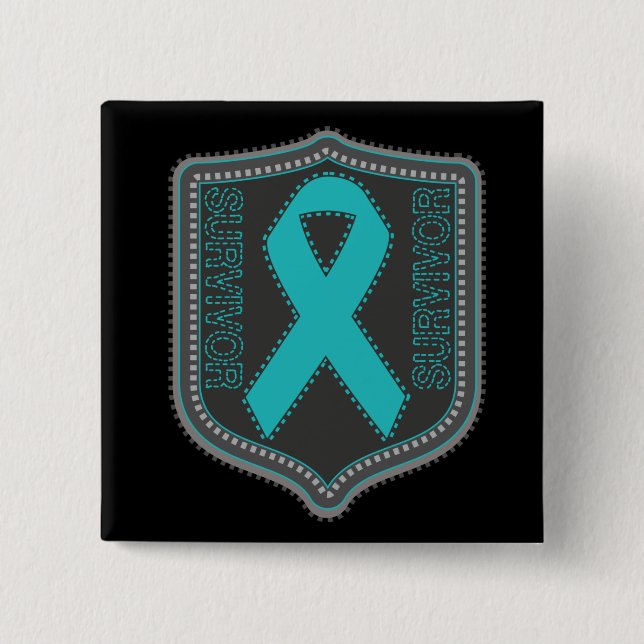Badge Carré 5 Cm Patch à ruban à survivant - Cancer de l'ovaire (Devant)