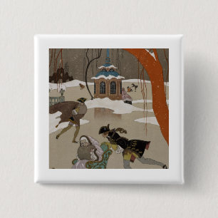 Badge Carré 5 Cm Patinage de glace sur le lac congelé