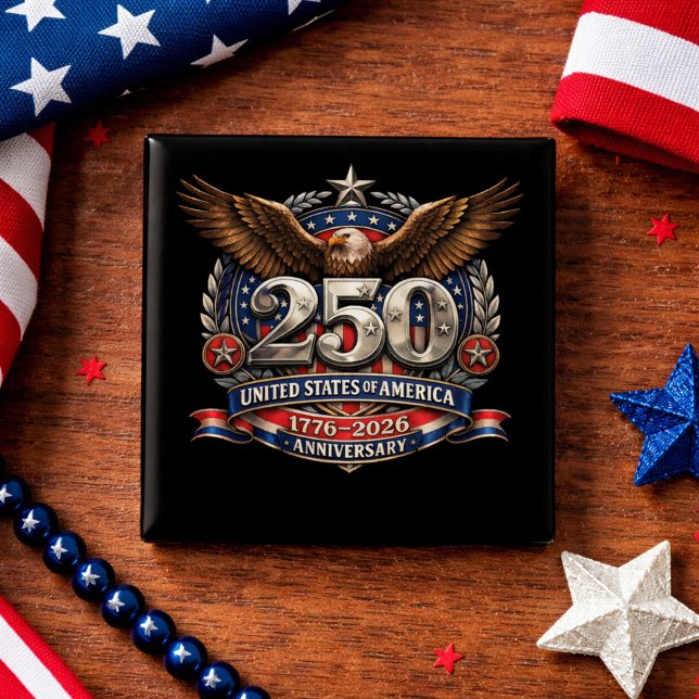 Badge Carré 5 Cm Patriotic Silver Semiquincentennial Emblem (Créateur téléchargé)