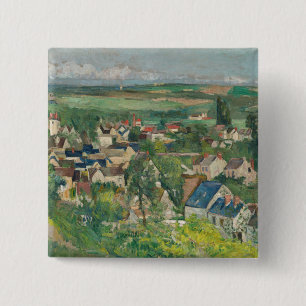Badge Carré 5 Cm Paul Cezanne - Auvers, Vue panoramique