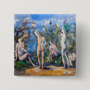Badge Carré 5 Cm Paul Cezanne - Cinq Baigneurs
