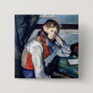 Badge Carré 5 Cm Paul Cézanne - Garçon au gilet rouge