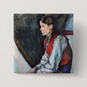 Badge Carré 5 Cm Paul Cezanne - Garçon au gilet rouge