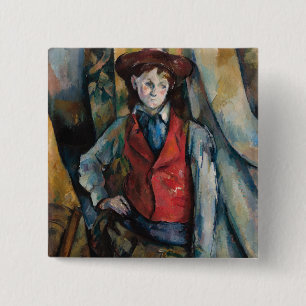 Badge Carré 5 Cm Paul Cezanne - Garçon au gilet rouge