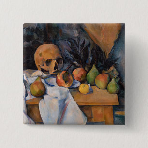 Badge Carré 5 Cm Paul Cezanne - La vie morte avec le crâne