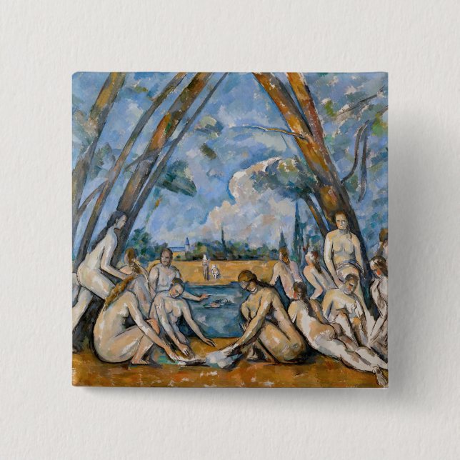 Badge Carré 5 Cm Paul Cezanne - Les Grandes Baignoires (Devant)