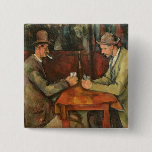 Badge Carré 5 Cm Paul Cezanne   les joueurs de carte, 1893-96