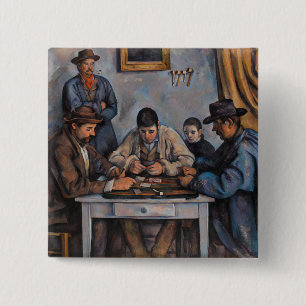 Badge Carré 5 Cm Paul Cezanne - Les Joueurs De Cartes