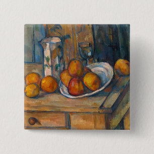 Badge Carré 5 Cm Paul Cezanne - Nature morte avec pot à lait et fru