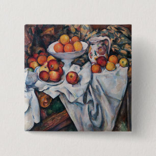 Badge Carré 5 Cm Paul Cezanne - Nature morte, Pommes et Oranges
