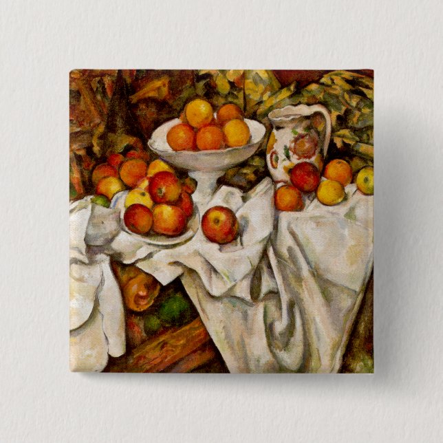 Badge Carré 5 Cm Paul Cézanne - Pommes et Oranges (Devant)