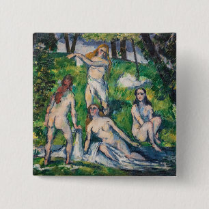 Badge Carré 5 Cm Paul Cezanne - Quatre baigneuses
