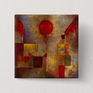 Badge Carré 5 Cm Paul Klee Red Balloon Art Abstrait Coloré 