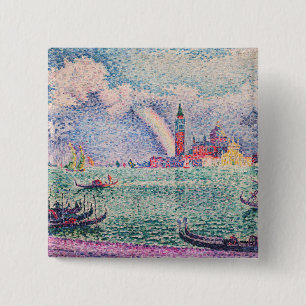 Badge Carré 5 Cm Paul Signac - Arc-en-ciel, Venise