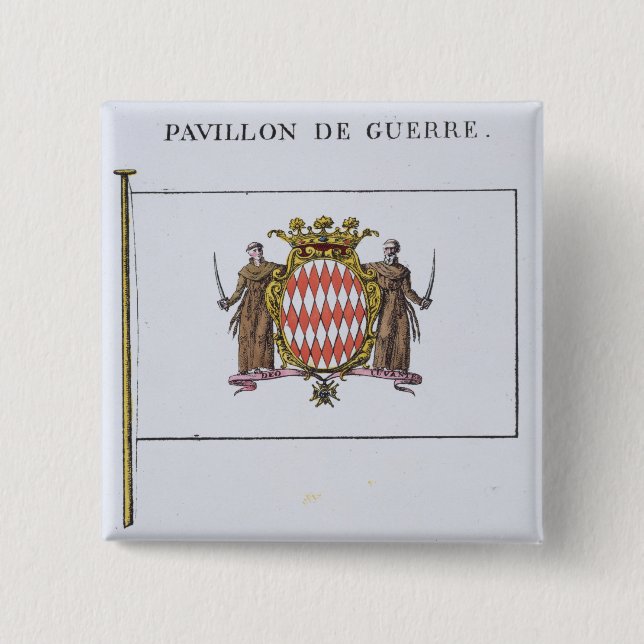 Badge Carré 5 Cm Pavillon de Guerre, détail des drapeaux du Monaco (Devant)