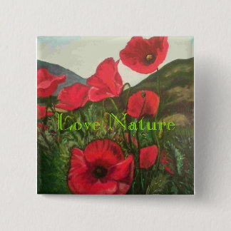 Badge Carré 5 Cm Pavots, nature d'amour
