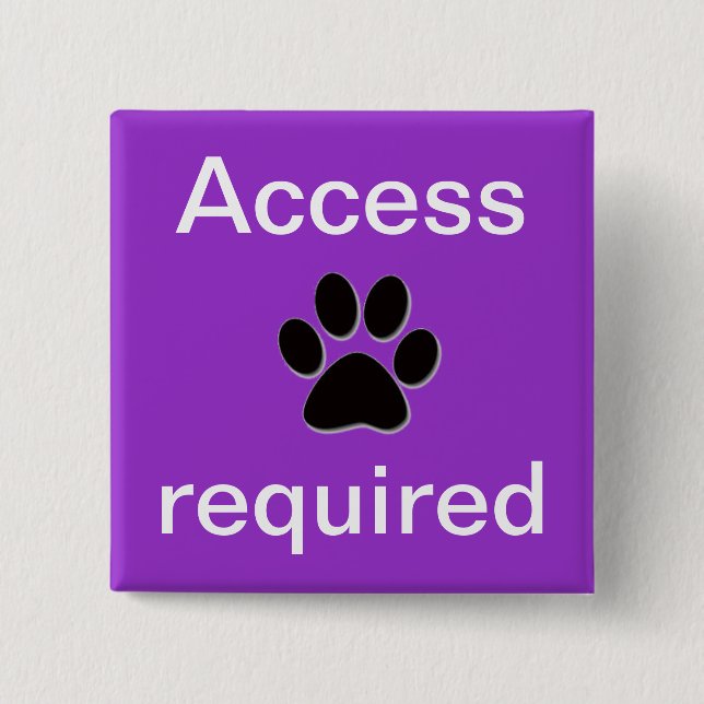Badge Carré 5 Cm Pawprint requis par accès pourpre (Devant)