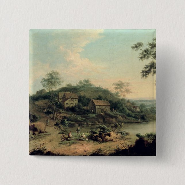 Badge Carré 5 Cm Paysage, 1758 (Devant)