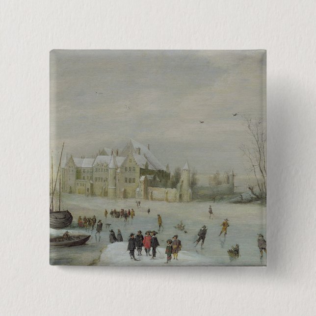 Badge Carré 5 Cm Paysage 2 d'hiver (Devant)