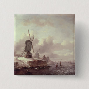 Badge Carré 5 Cm Paysage 3 d'hiver