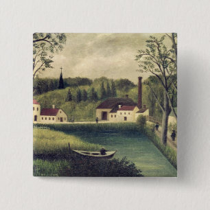 Badge Carré 5 Cm Paysage avec un pêcheur, après 1886