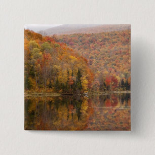 Badge Carré 5 Cm paysage d'automne avec lac, Vermont, États-Unis 2