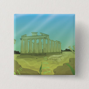 Badge Carré 5 Cm paysage de dessin animé d'Atlantas