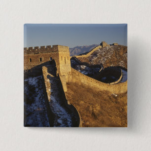 Badge Carré 5 Cm Paysage de la Grande Muraille sous le coucher du s