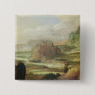 Badge Carré 5 Cm Paysage de montagne